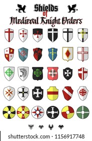 Vector Set Medieval Knight Shields Stock Vector (Royalty Free ...