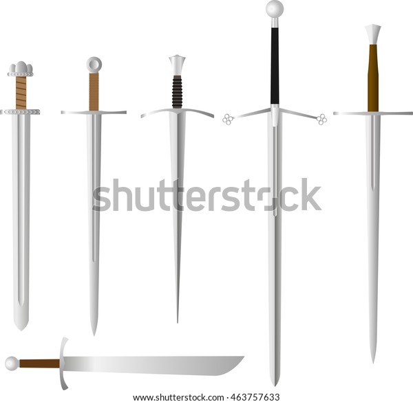 Vector Set Medieval Swords Steel Melee Stock Vector Royalty Free