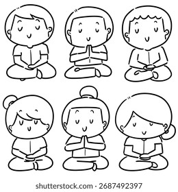 Vector conjunto de dibujos animados de meditación