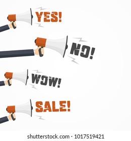 vector set of megaphones with various messages