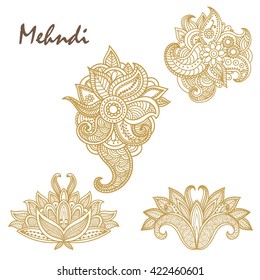 Vector set with mehndi elements