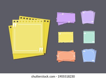 Vector Set of Memo Stickers, Colored Paper, Design Elements Isolated on Dark  Background, Design Elements Set.