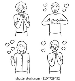 vector set of men falling in love