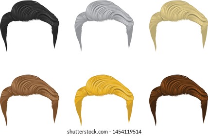 Vector set of Men hairstyles short hair A variety of natural colors