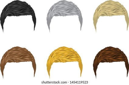 Vector set of Men hairstyles short hair A variety of natural colors