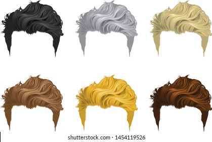 Vector set of Men hairstyles short hair A variety of natural colors