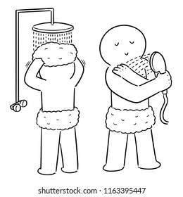 vector set of men showering