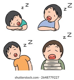 vector set of men sleeping