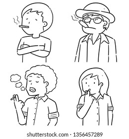 vector set of men smoking cigarettes