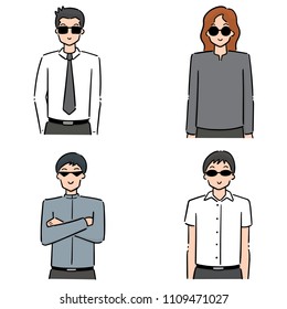 vector set of men wearing sunglasses