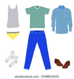 Vector set of men's casual clothes.