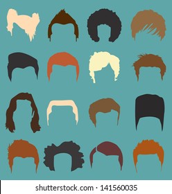 Vector Set: Men's Hairdo Styles in Color