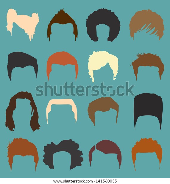Vector Set: Men\'s\
Hairdo Styles in Color