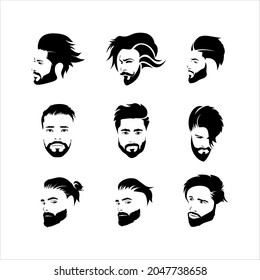 Vector Set Of Men's Hairstyles, Suitable For Use As A Reference, Barber Shop Decoration, Avatar Set Vector