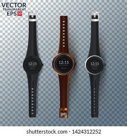 Vector Set of men's and women's watches. Watches collection isolated on transparent Background