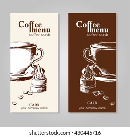 Vector set of menu for coffee. Vector flyers on the theme of coffee for cafes and restaurants.