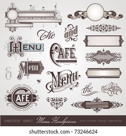 vector set: menu headpieces, panels and ornate design elements