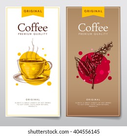 Vector set of menus for coffee. Coffee flyers for cafes or restaurants.