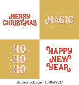 Vector set merry christmas and happy new year