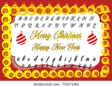 Vector set of Merry Christmas and Happy New Year typeface poster background