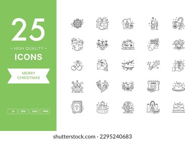 Vector set of Merry Christmas icons