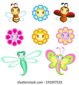 Vector set of Merry insects
