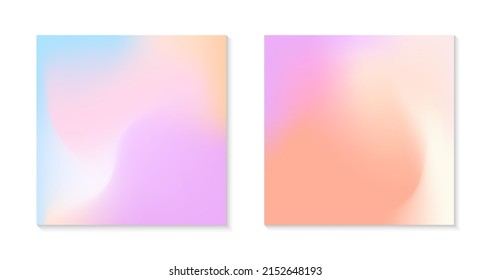Vector set of mesh gradient backgrounds in soft pastel colors.Copy space for text.Abstract fluid illustrations in y2k aesthetic.Modern templates for banners,branding design,social media,covers.