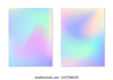 Conjunto de vectores de fondo de degradado de malla en tonos pastel suaves.Copiar espacio para texto.Ilustraciones de fluidos abstractos en estética y2k.Plantillas modernas para banners, diseño de marca, medios sociales, portadas.