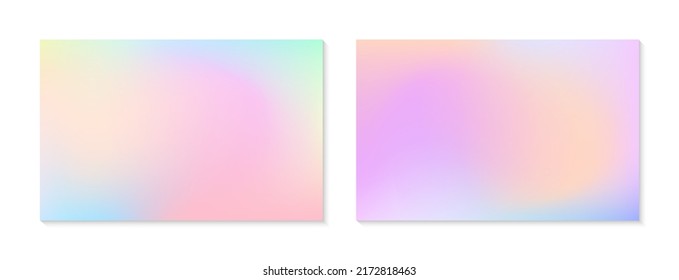 Vector set of mesh gradient backgrounds in soft pastel colors.Copy space for text.Abstract fluid illustrations in y2k aesthetic.Modern templates for banners,branding design,social media,covers. - Shutterstock ID 2172818463