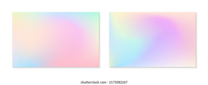 Vector set of mesh gradient backgrounds in soft pastel colors.Copy space for text.Abstract fluid illustrations in y2k aesthetic.Modern templates for banners,branding design,social media,covers.