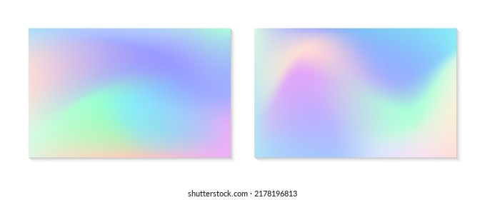 Vector set mesh gradient backgrounds in soft pastel colors Copy space for text Abstract fluid illustrations in y2k aesthetic Modern templates for banners branding design social media covers 