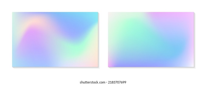 Vector set of mesh gradient backgrounds in soft pastel colors.Copy space for text.Abstract fluid illustrations in y2k aesthetic.Modern templates for banners,branding design,social media,covers.