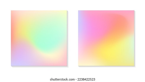 Vector set mesh gradient backgrounds in soft pastel colors California sunset mood Abstract fluid illustrations in y2k aesthetic Modern templates for banners branding design social media covers 