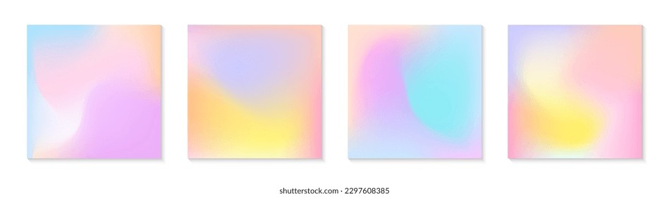 Conjunto de vectores de fondo de degradado de malla en colores cálidos y fríos.Espacio para texto.Iluminación abstracta de ilustraciones en estética y2k.Plantillas modernas para banners, diseño de marca, medios sociales, portadas