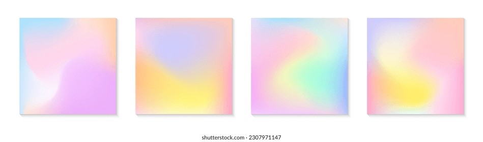 Vector set mesh gradient backgrounds in cold   warm colors Copy space for text Abstract  iridescent illustrations in y2k aesthetic Modern templates for banners branding design social media covers