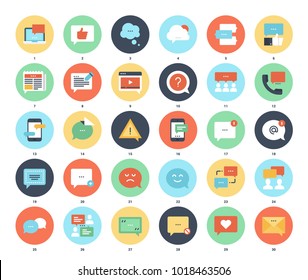 Vector Set Of Message Bubbles Flat Web Icons. Each Icon Neatly Designed On Pixel Perfect 48X48 Size Grid. Fully Editable And Easy To Use.