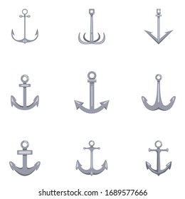 Conjunto vectorial de iconos de anclaje metálico