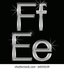 conjunto vectorial de letras y números de diamante metálico grandes y pequeños