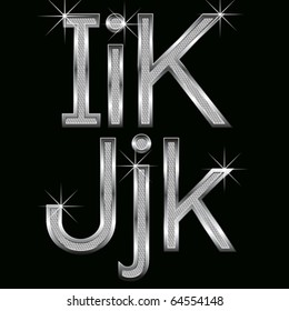 conjunto vectorial de letras y números de diamante metálico grandes y pequeños