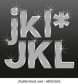vector set of metal diamond letters and numbers big and small