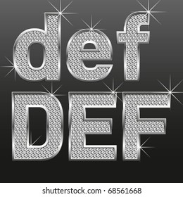 vector set of metal diamond letters and numbers big and small