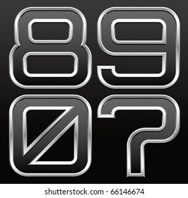 conjunto vectorial de letras y números metálicos con rayas