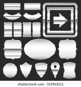 Vector set of metal plates of different shapes