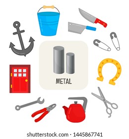 Vector set of metal products.
