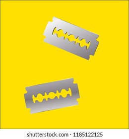 Vector set of metal razor blades with texture.