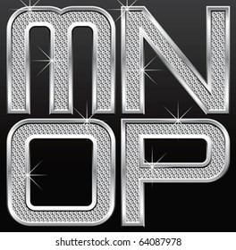conjunto vectorial de letras y números de diamantes metálicos