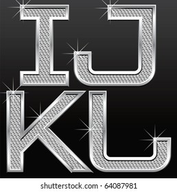 conjunto vectorial de letras y números de diamantes metálicos