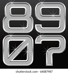 vector set of metall diamond letters and numbers