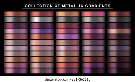 Vector set of metallic gradients. A set of luxury colour. Metal elements for creating creative designs for applications and websites