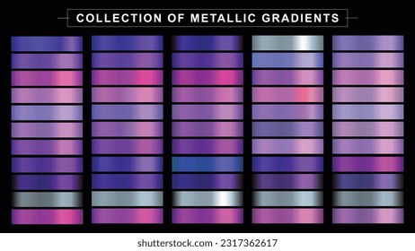 Vector set of metallic gradients. A set of luxury colour. Metal elements for creating creative designs for applications and websites